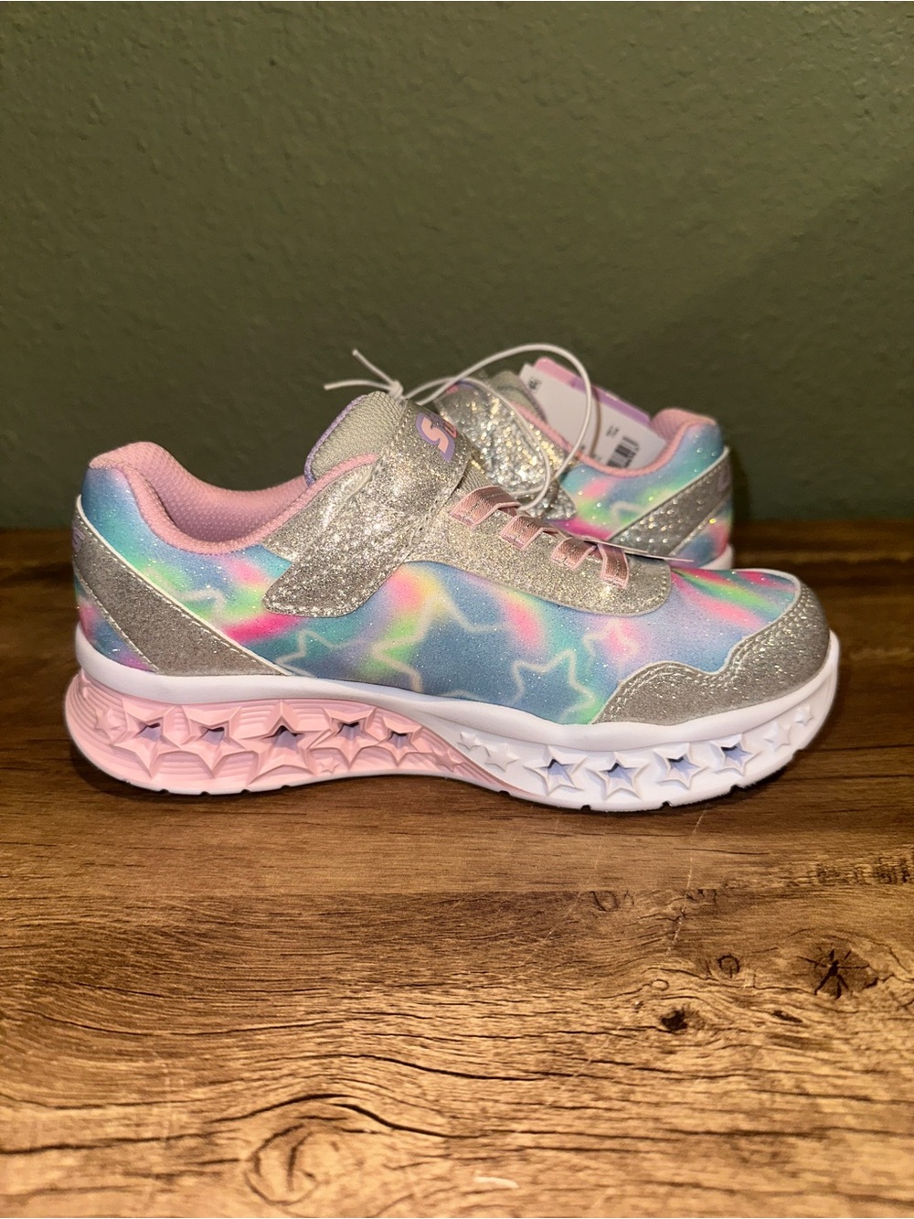 Skechers Kids Light-Up Rainbow Star Sneakers - Pink, Silver, Multicolor - Picture 6 of 8
